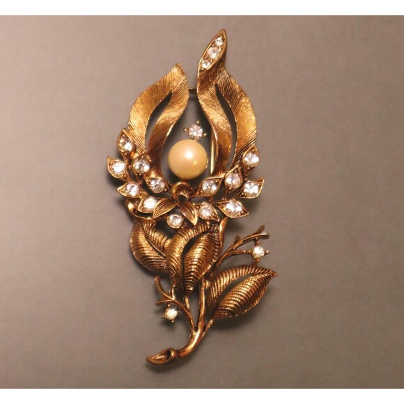 M Jent Large Rhinestone Flower Brooch Vintage Pin - Picture 1 of 4